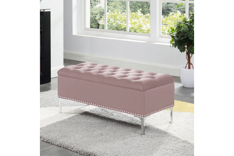 Pink ottoman shop storage bench